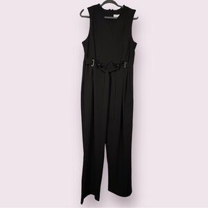 EVRI Black Sleeveless V Neck Wide Leg Jumpsuit Size 0X